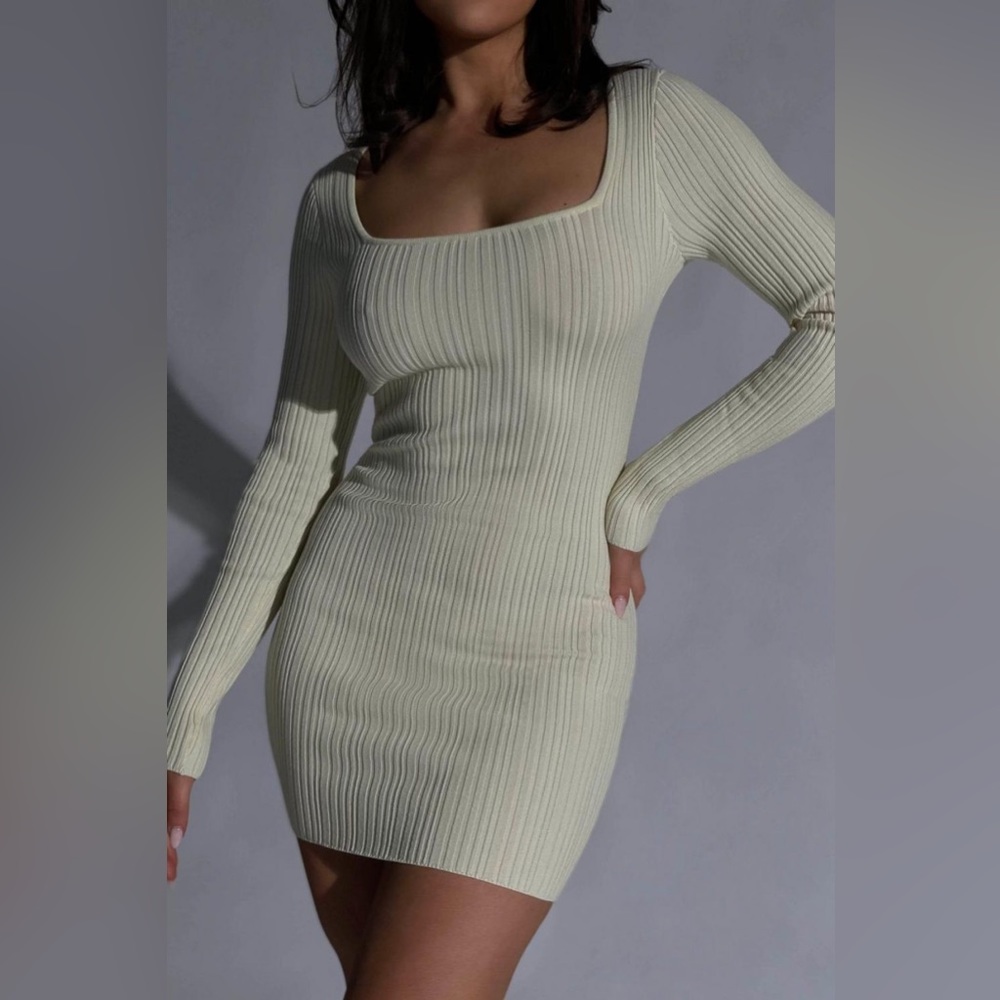 Meshki Solange Recycled Scoop Neck Knit Mini Dress | XL | Cream Knit Dress | NWT
